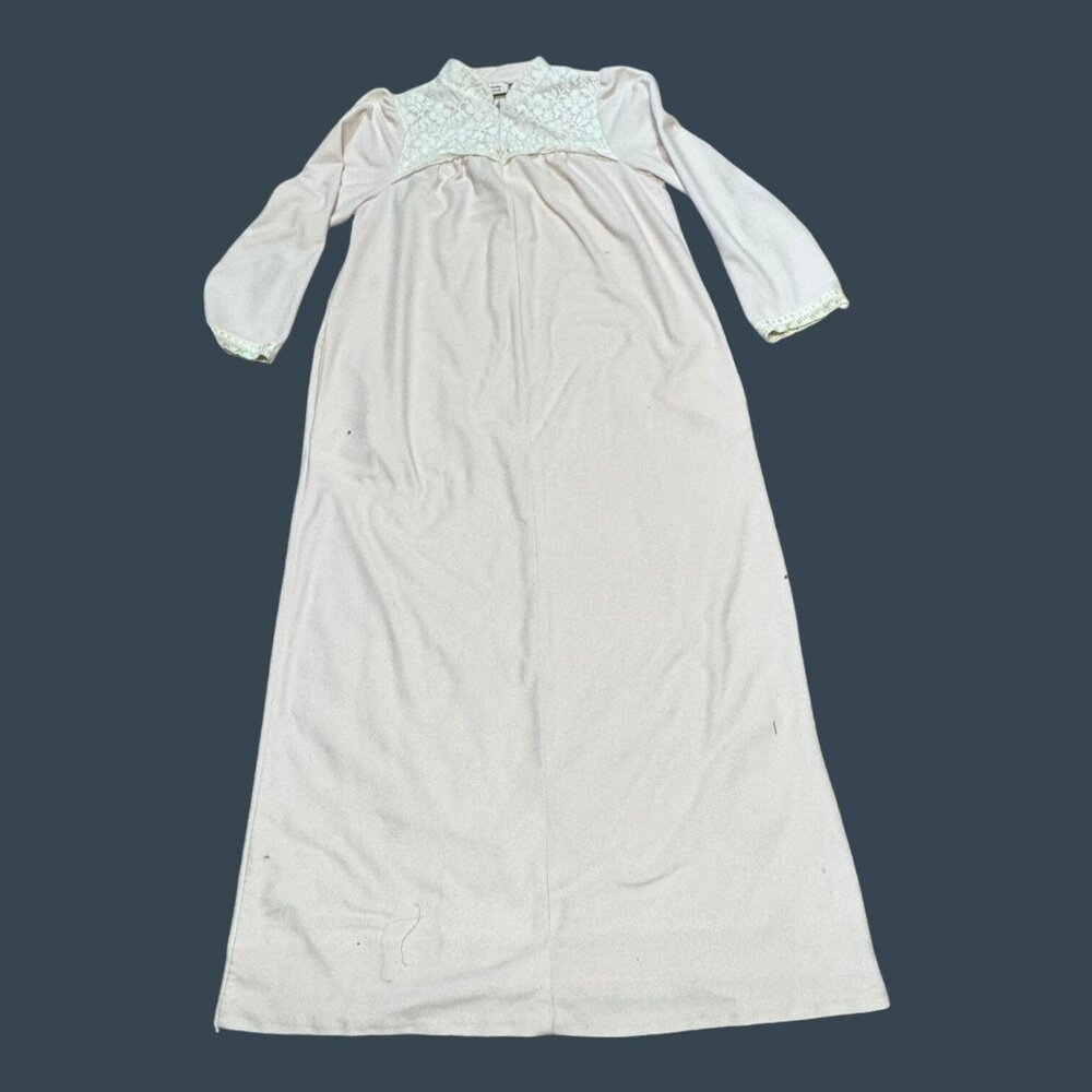 Vintage Jaclyn Smith Medium Long Nightgown Lace Accents Dressing Gown House Coat